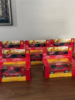 Ferrari Red Diecast Car Set with Black & Silver Accents